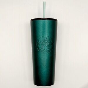 Starbucks 24oz Matte Dark Green Cold Cup Tumbler – Used